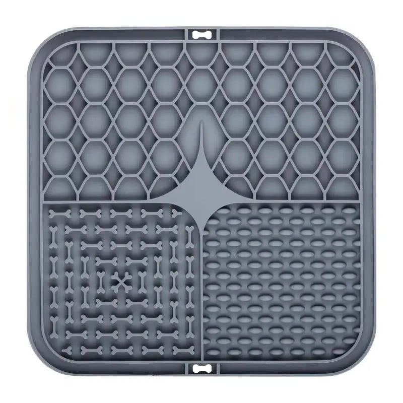 Gray silicone mat with textured design on a white background