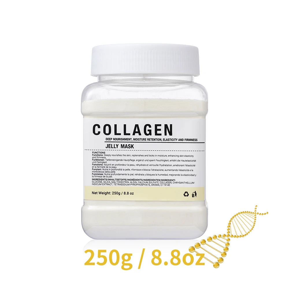 Collagen jelly mask container with label on a white background