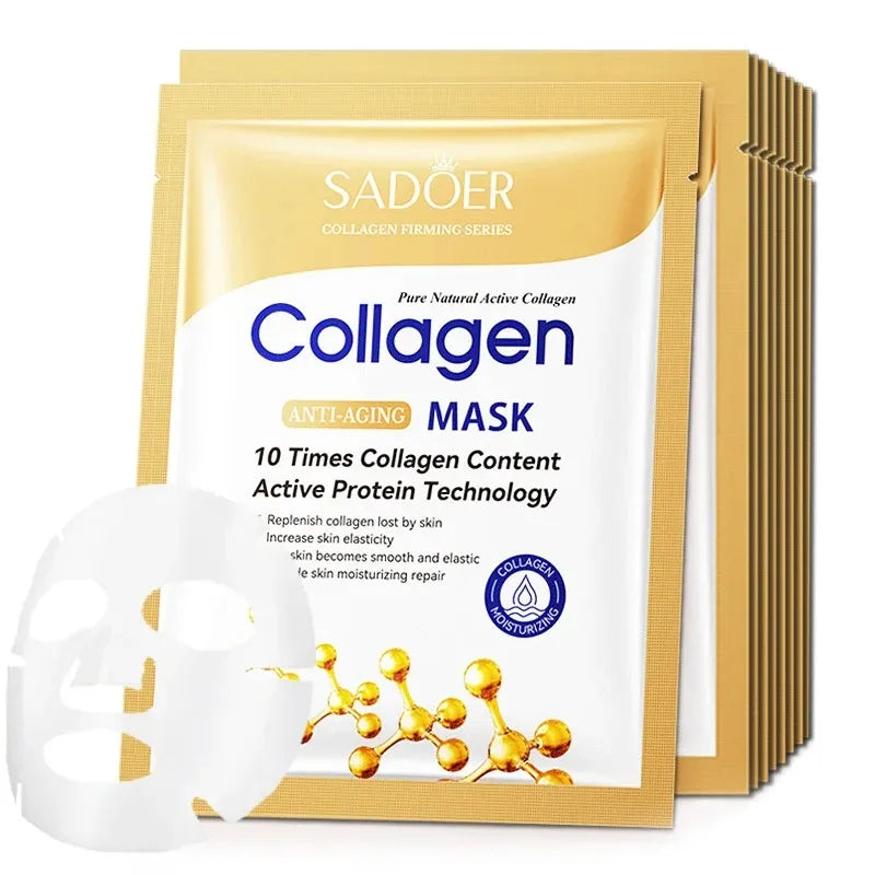 Collagen mask packaging with Sadoer branding on a white background