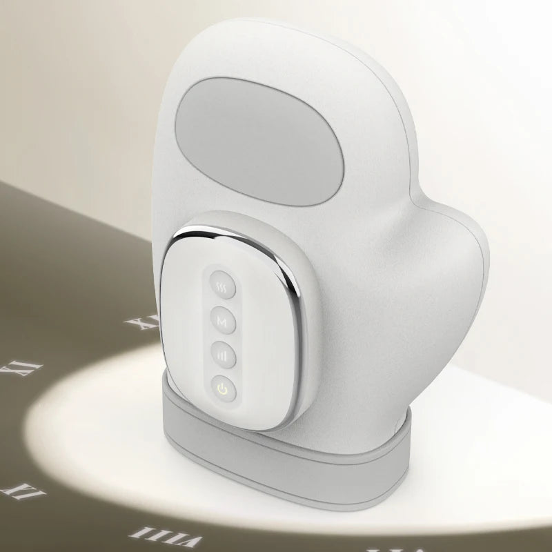 White electronic device with a circular component on a white background