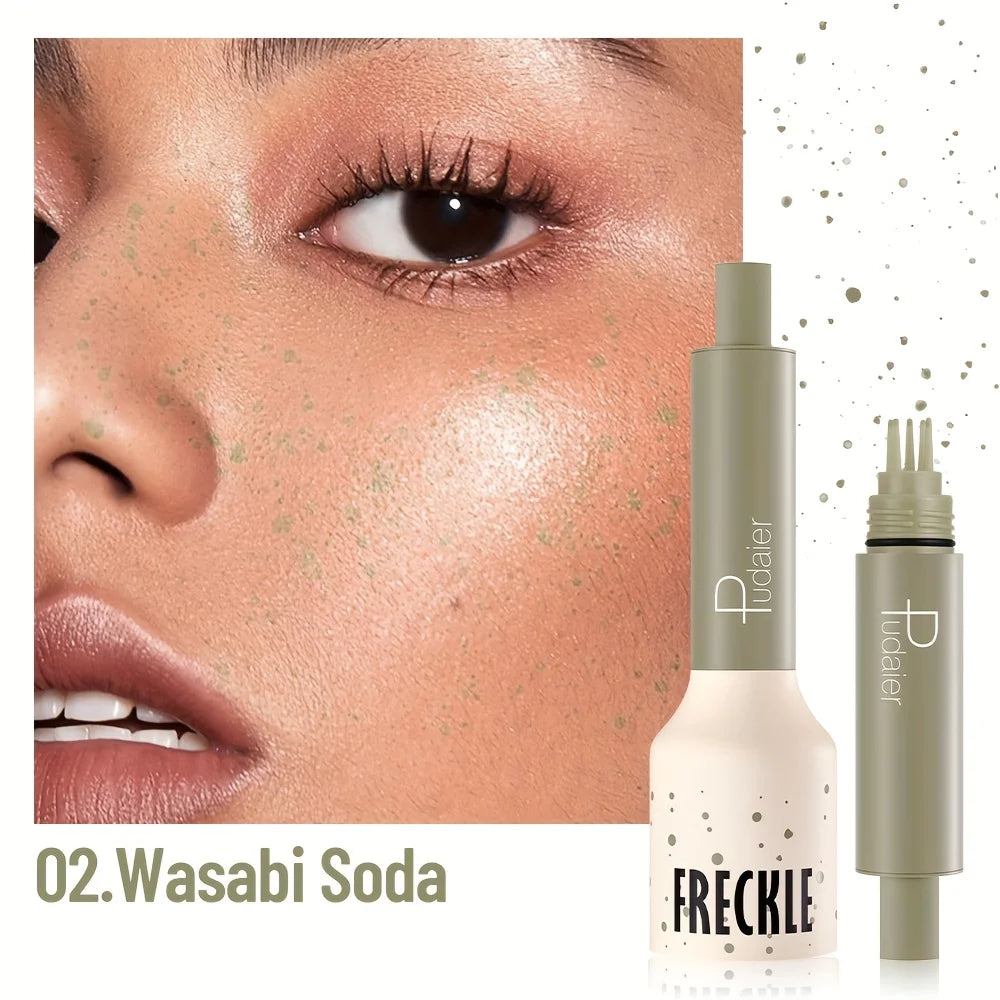 Fudaier Freckle product with a close-up of a person's face, highlighting freckles.