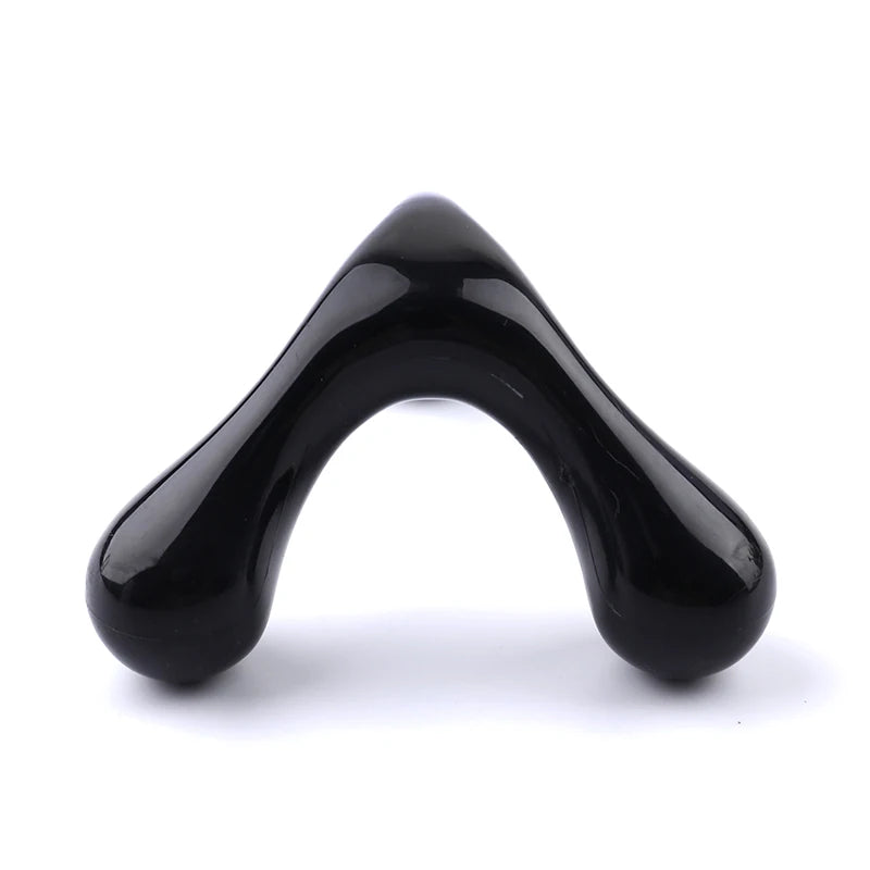 Black U-shaped object on a white background