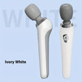 Two ivory white and gray electronic devices on a light blue background with 'White' text.