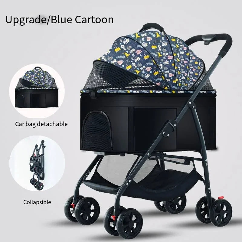 Black stroller with a detachable baby seat on a light gray background