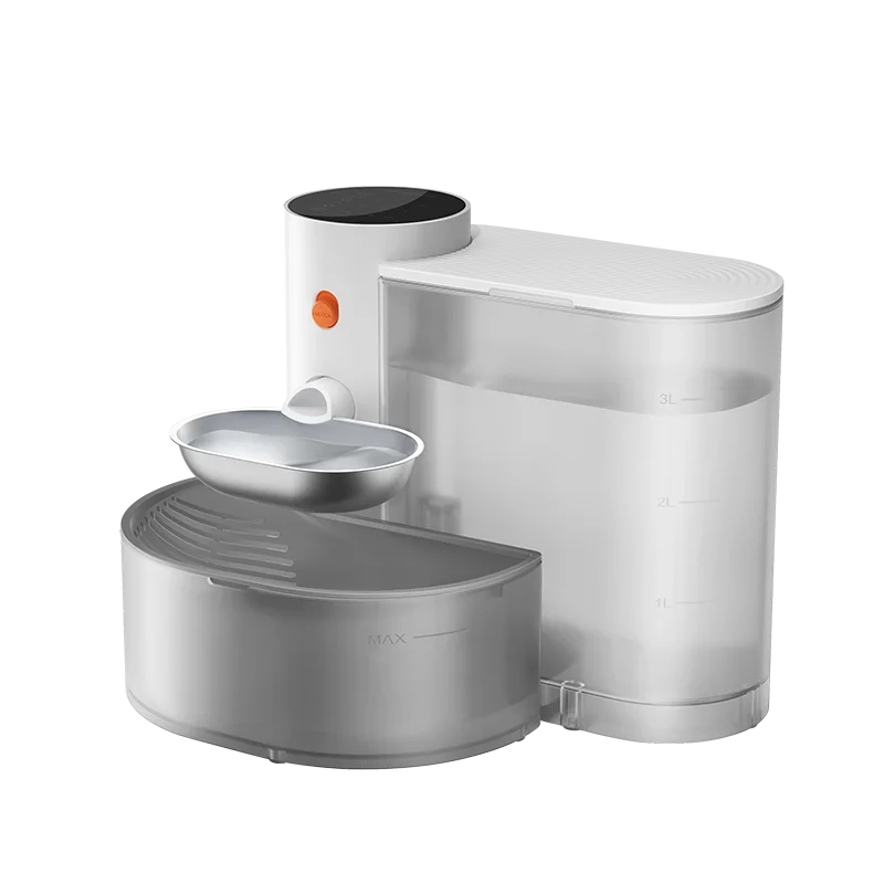 Pet water fountain with drinking bowl on a white background