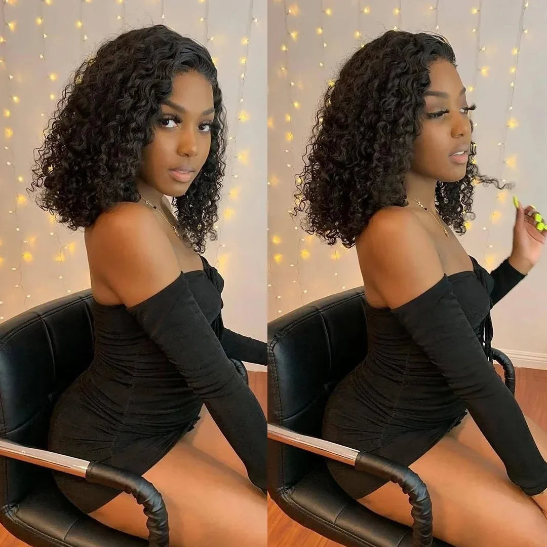 Woman sitting in a chair wearing a black outfit with a blurred background