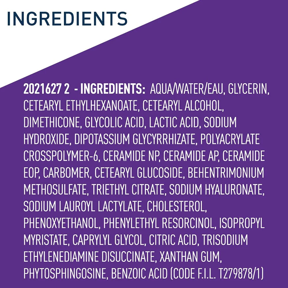 List of ingredients on a purple background