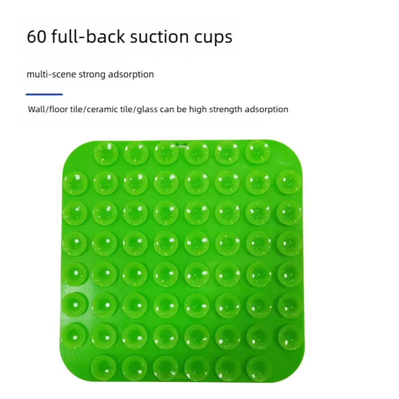 Green square with 60 full-back suction cups on a white background