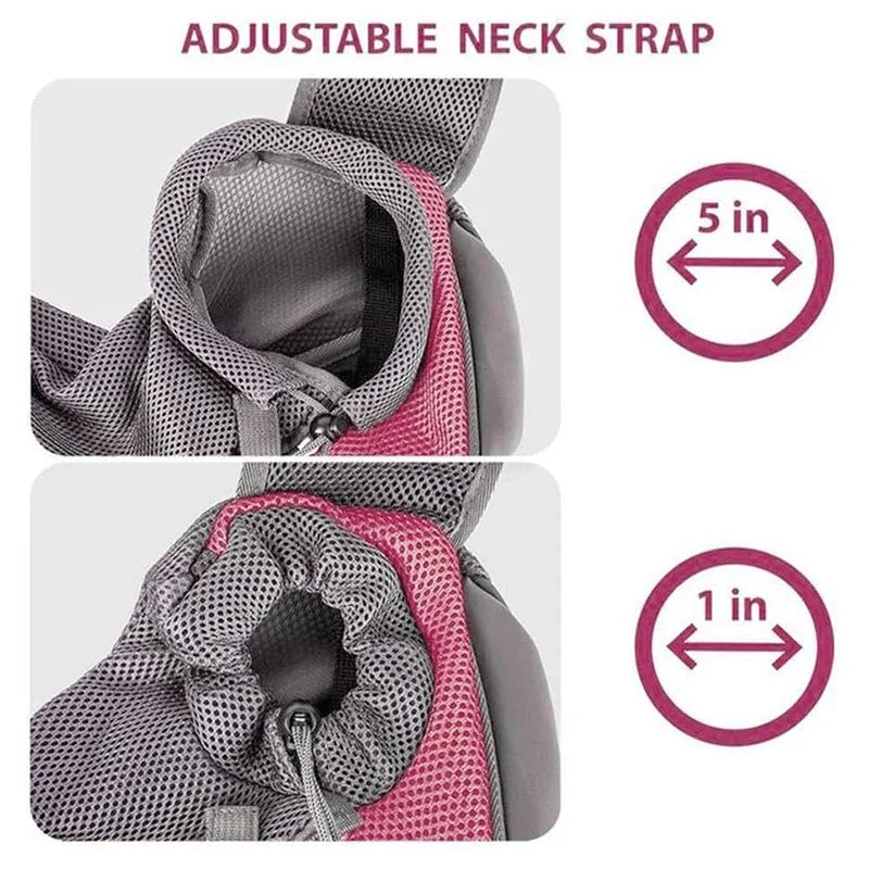Hands-Free Dog Sling Carrier | Breathable Mesh Travel Puppy Shoulder Bag with Adjustable Neck Safety Strap | Comfortable Hands-Free Tote for Small Dogs & Cats