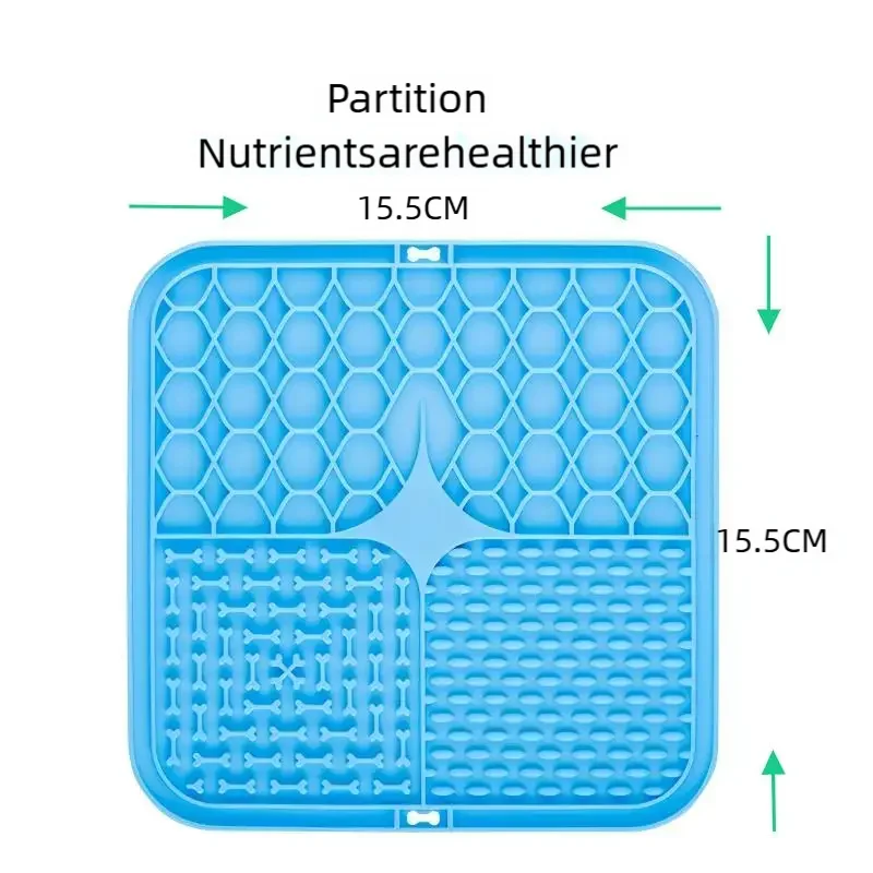 Blue silicone mat with honeycomb pattern and measurements on a white background