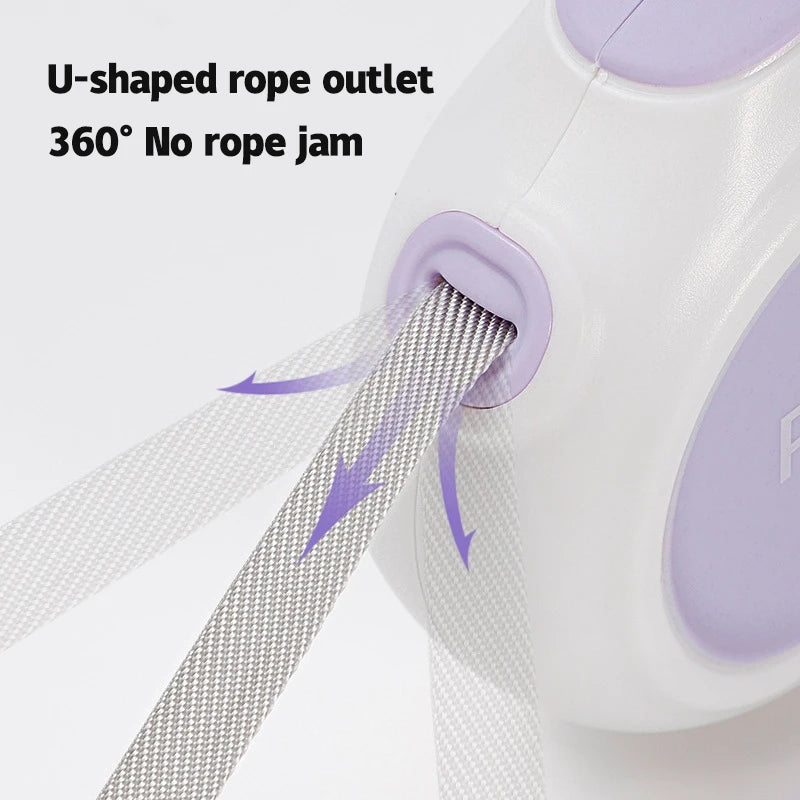 Close-up of a U-shaped rope outlet with text indicating no rope jam, on a white background.