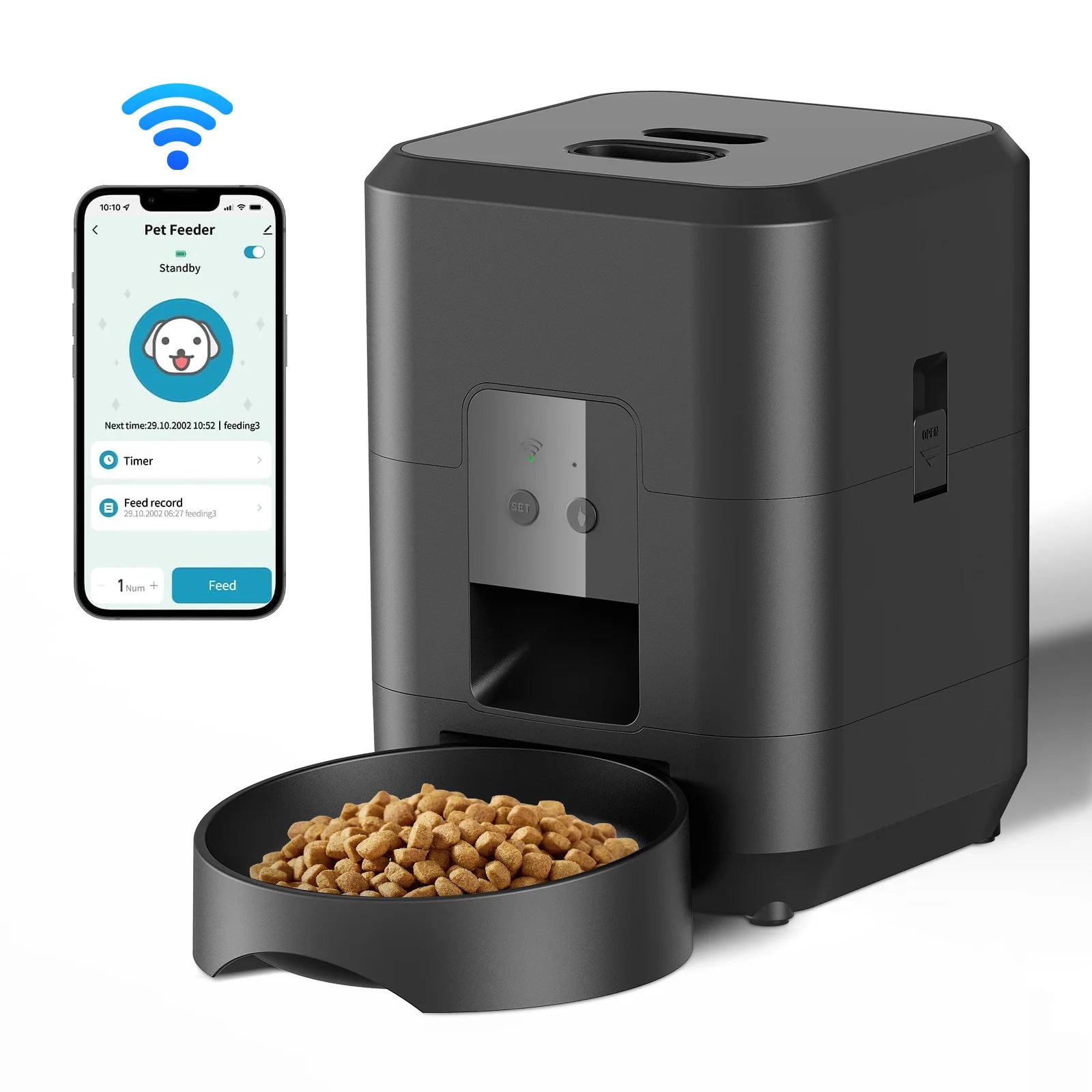 Smart Automatic Pet Feeder | Wi-Fi Enabled Cat & Dog Food Dispenser | Timed Quantitative Programmed Slow Feeder with App Control and Portion Control