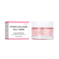 A skincare product set featuring a pink and white box and a clear jar of Hydro Collagen Jelly Mask by Beauty Creations, shown on a solid white background.