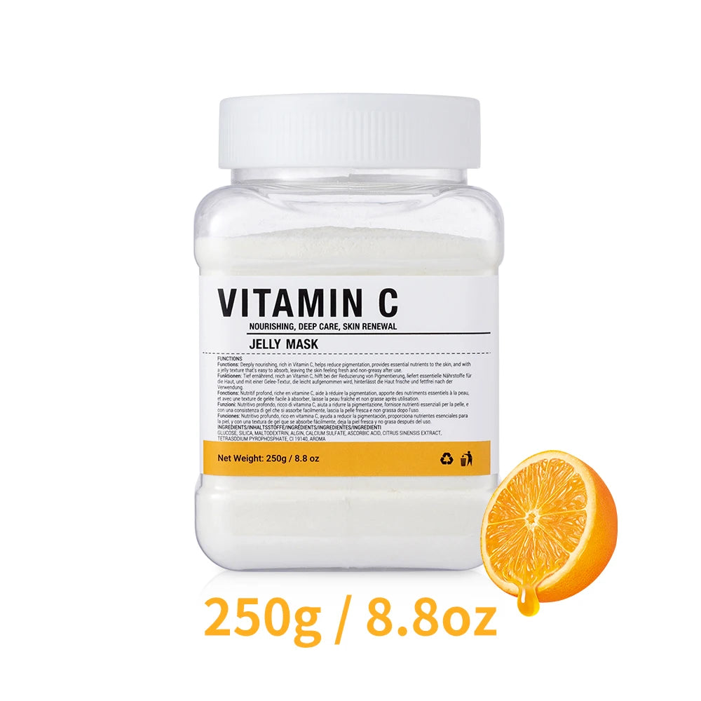 Vitamin C jelly mask packaging with an orange slice on a white background