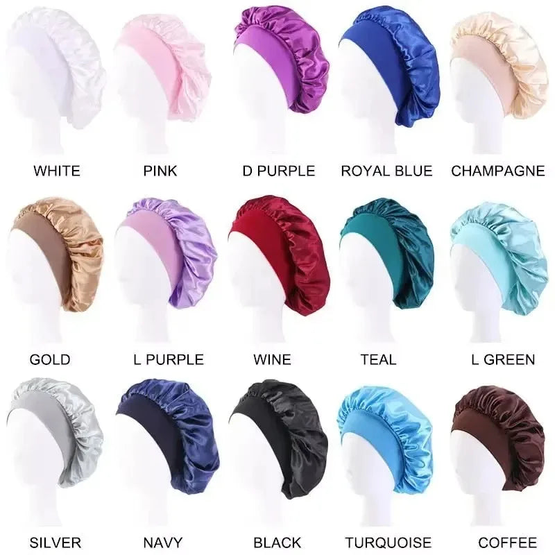 Satin Sleep Bonnet | Wide-Brim Hair Care Night Cap | Unisex